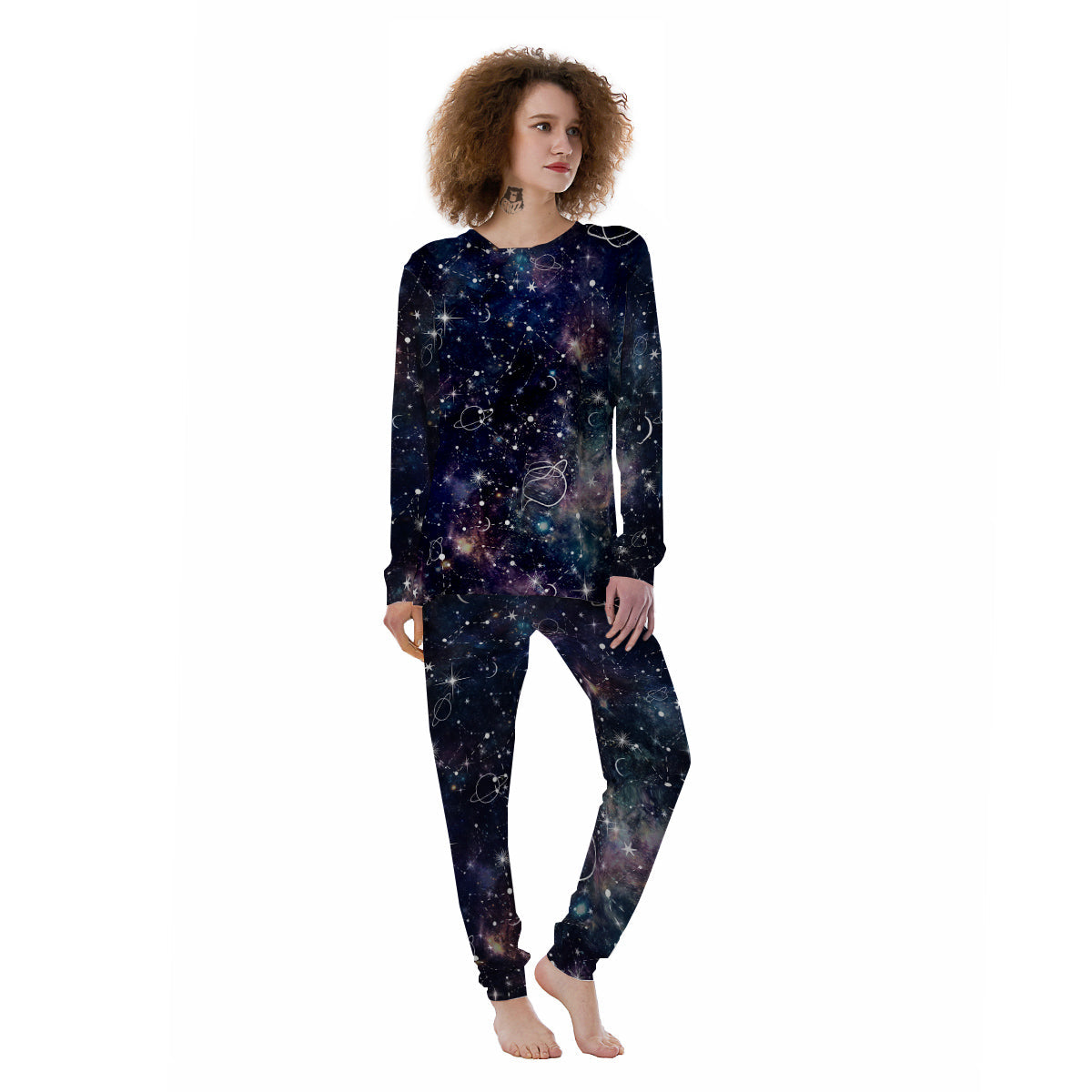 Space Constellation Galaxy Print Women's Pajamas-grizzshop