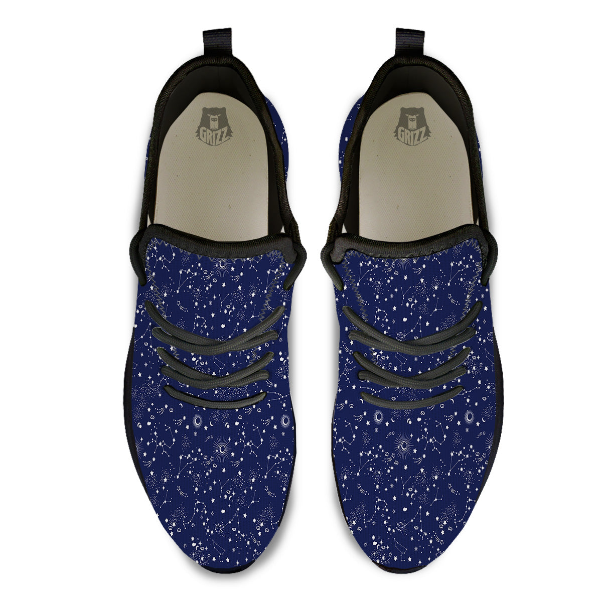 Space Constellation Print Pattern Black Athletic Shoes-grizzshop