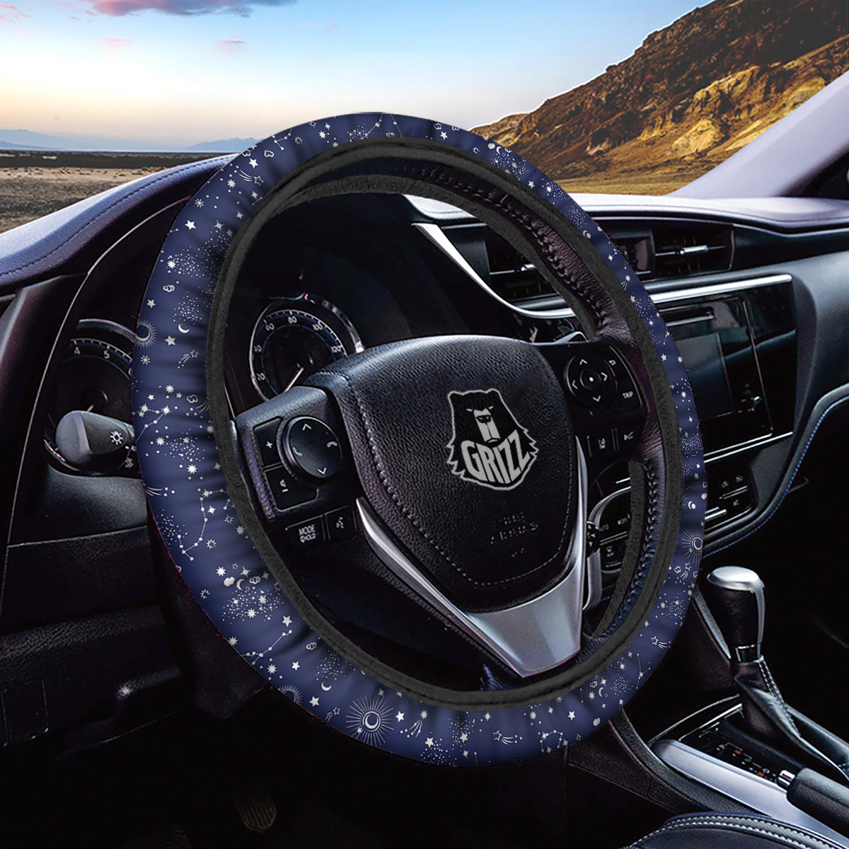 Space Constellation Print Pattern Car Steering Wheel Cover-grizzshop