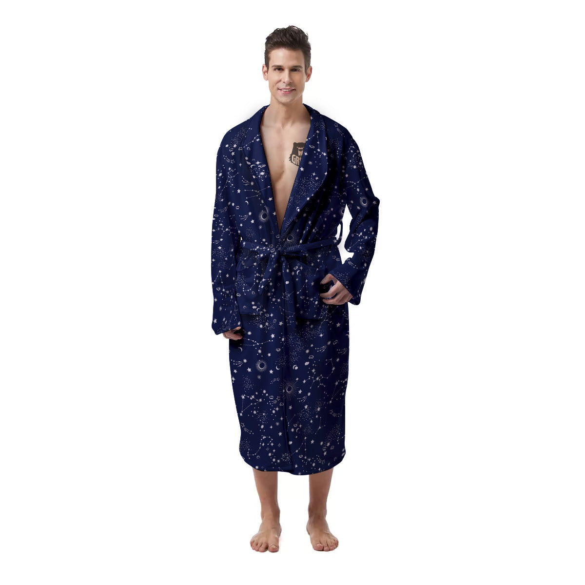 Space Constellation Print Pattern Men's Robe-grizzshop