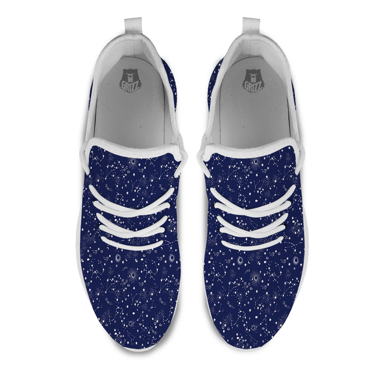 Space Constellation Print Pattern White Athletic Shoes-grizzshop
