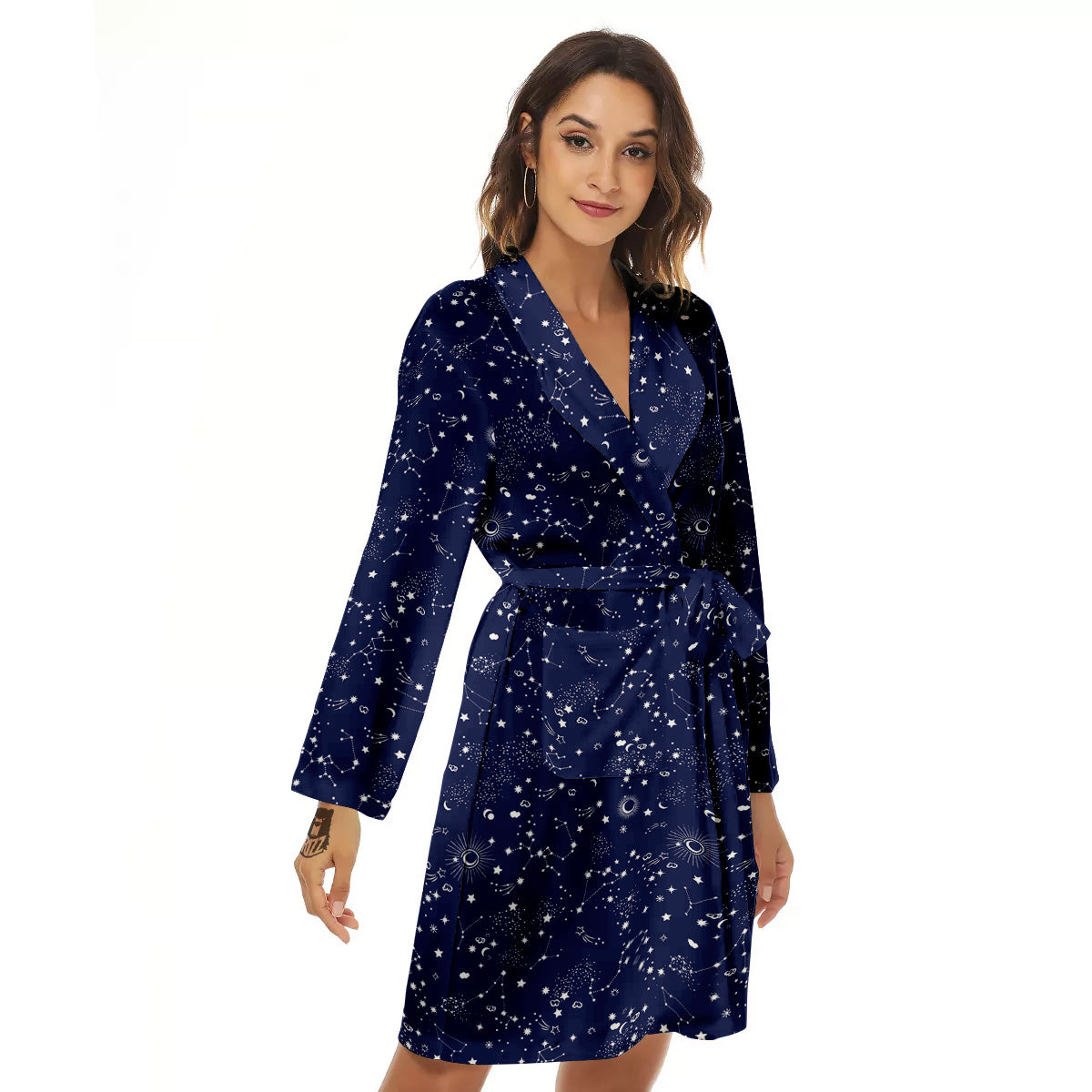 Space Constellation Print Pattern Women's Robe-grizzshop