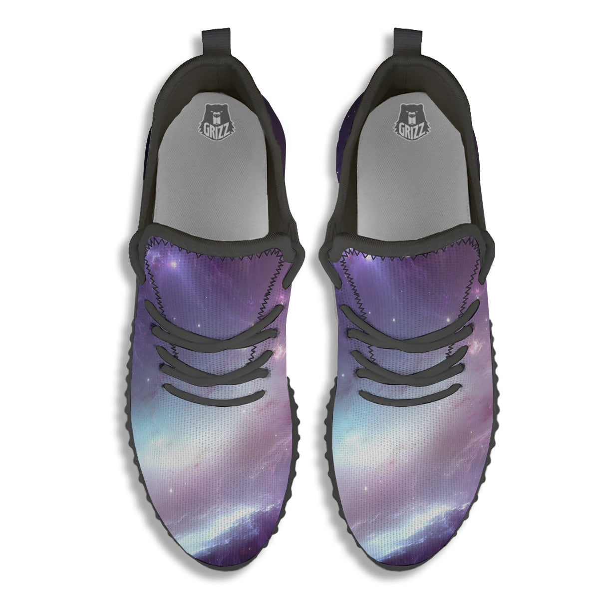 Space Cosmic Print Black Walking Shoes-grizzshop
