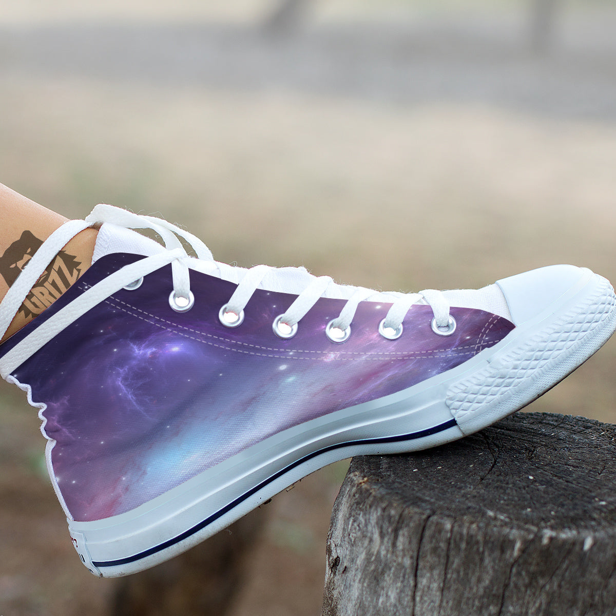 Space Cosmic Print White High Top Shoes-grizzshop