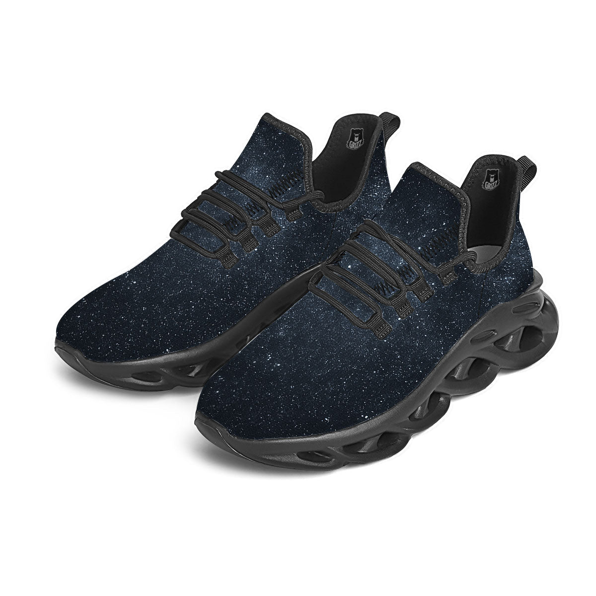 Space Dark Print Black Running Shoes-grizzshop