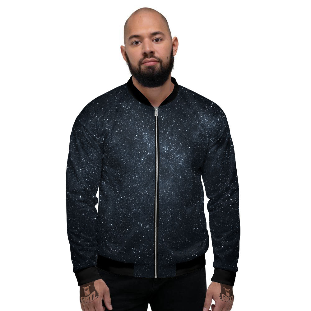 Space Dark Print Men's Bomber Jacket-grizzshop