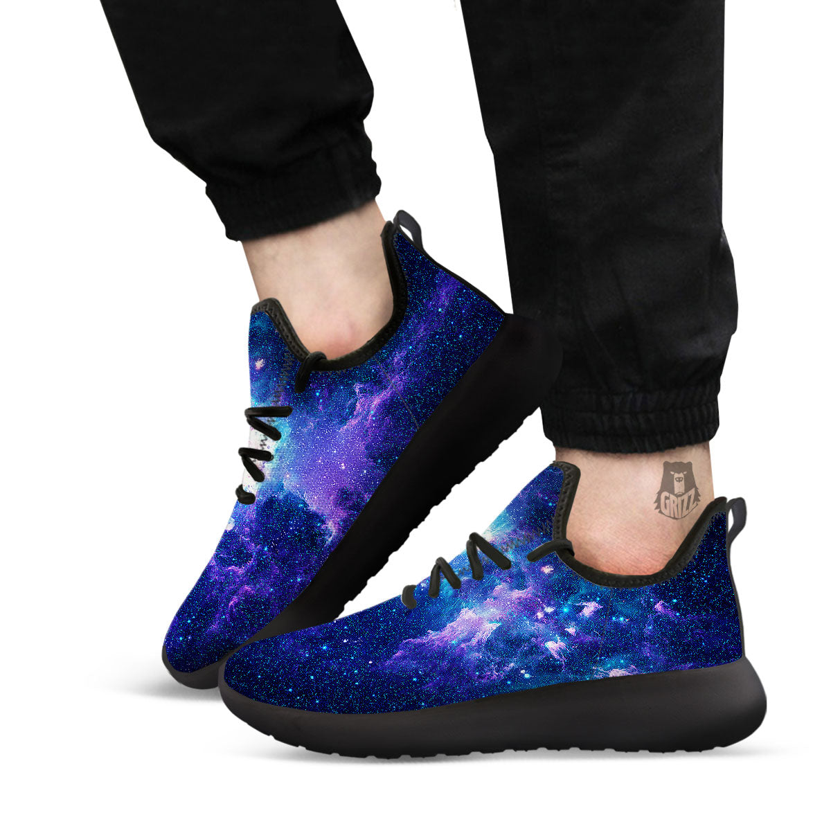 Space Deep Print Black Athletic Shoes-grizzshop