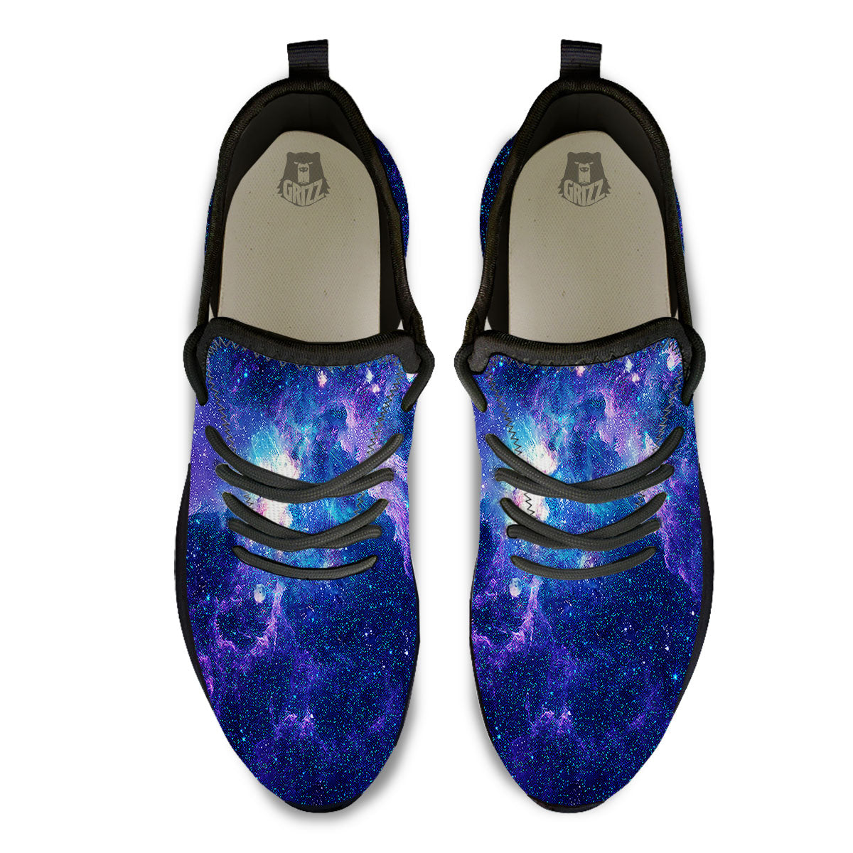 Space Deep Print Black Athletic Shoes-grizzshop