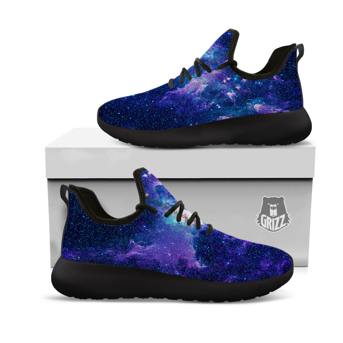 Space Deep Print Black Athletic Shoes-grizzshop