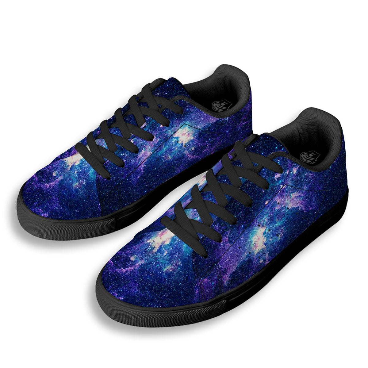 Space Deep Print Black Low Top Sneakers-grizzshop
