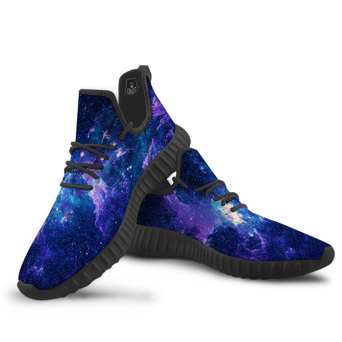Space Deep Print Black Walking Shoes-grizzshop