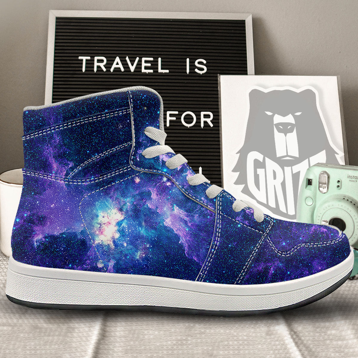 Space Deep Print High Top Sneakers-grizzshop