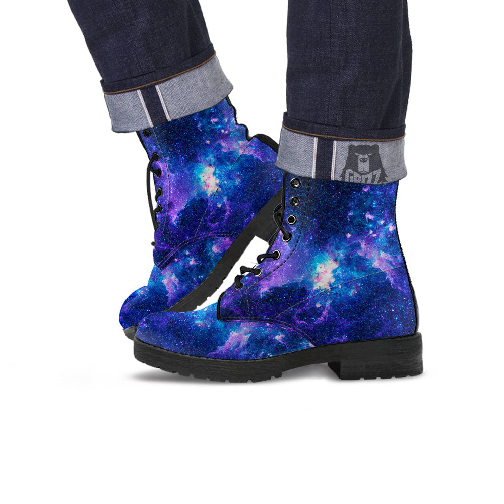 Space Deep Print Leather Boots-grizzshop