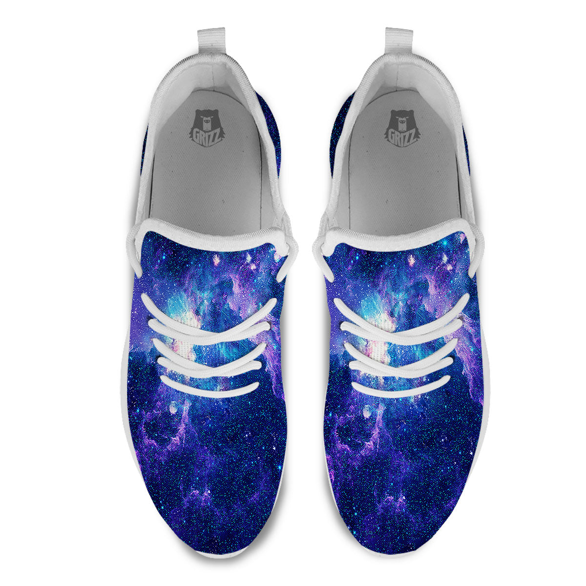 Space Deep Print White Athletic Shoes-grizzshop