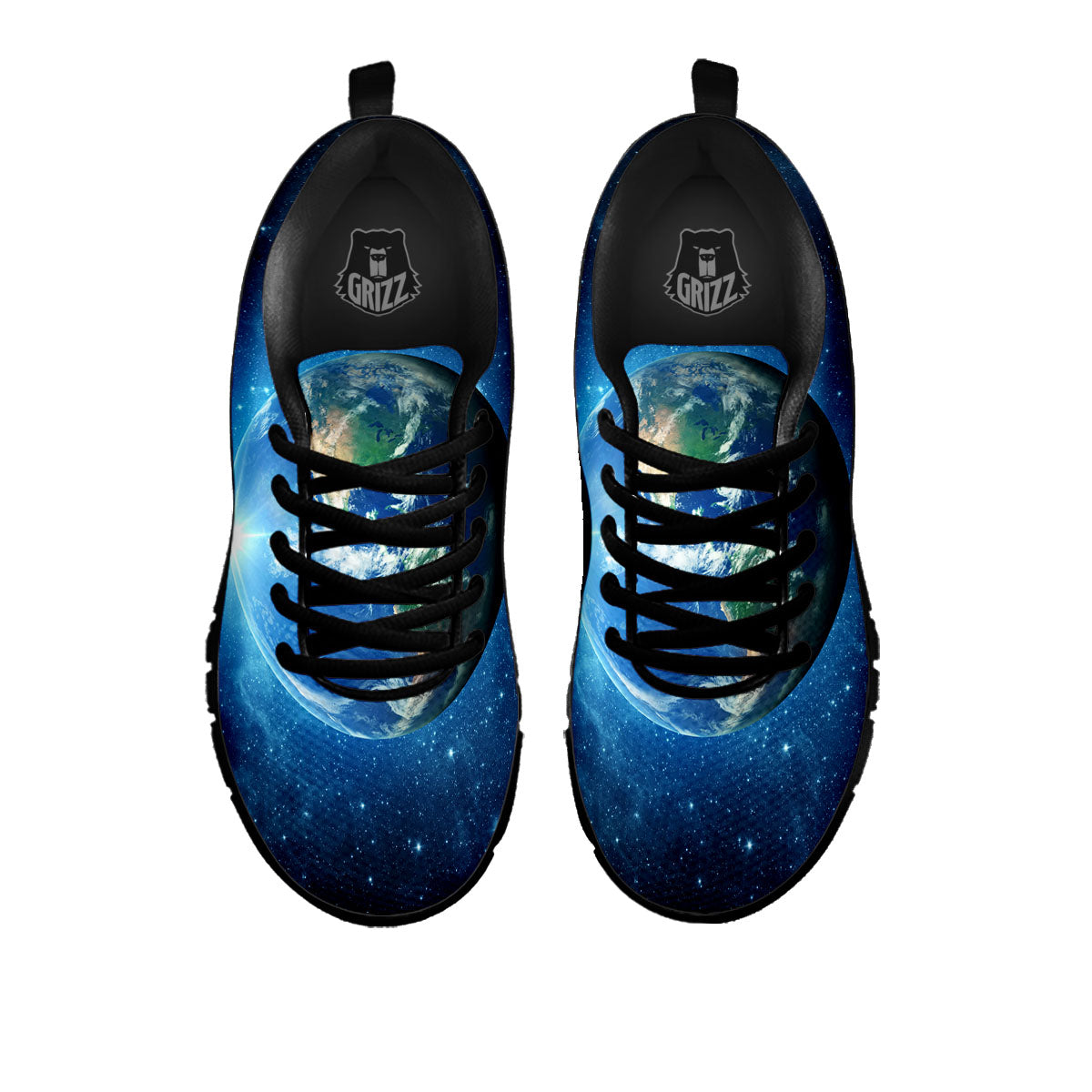 Space Earth Planet And Print Black Sneaker-grizzshop