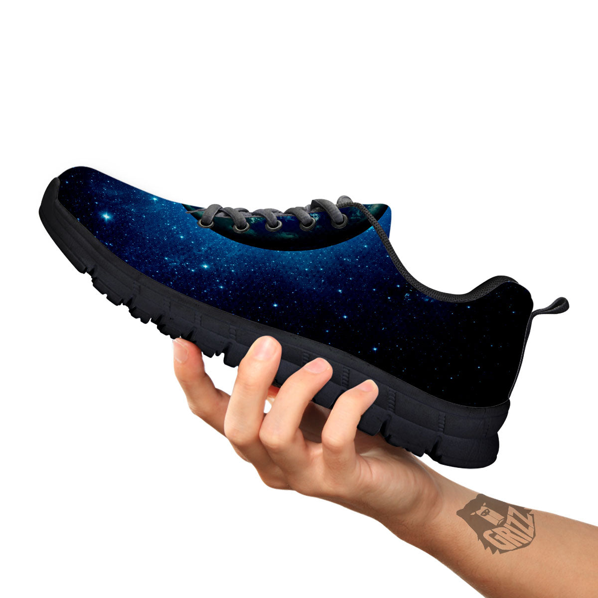 Space Earth Planet And Print Black Sneaker-grizzshop