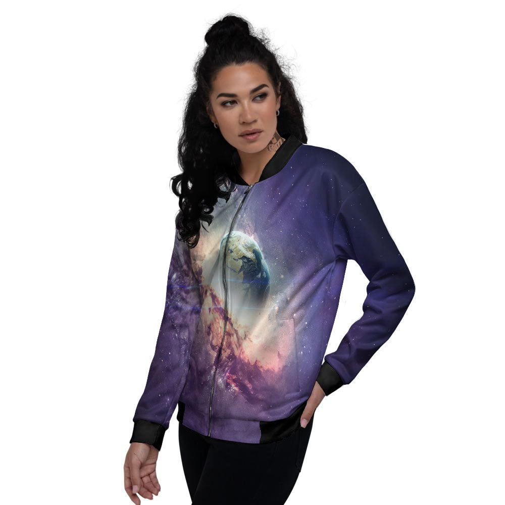 Space Endless Print Women's Bomber Jacket-grizzshop