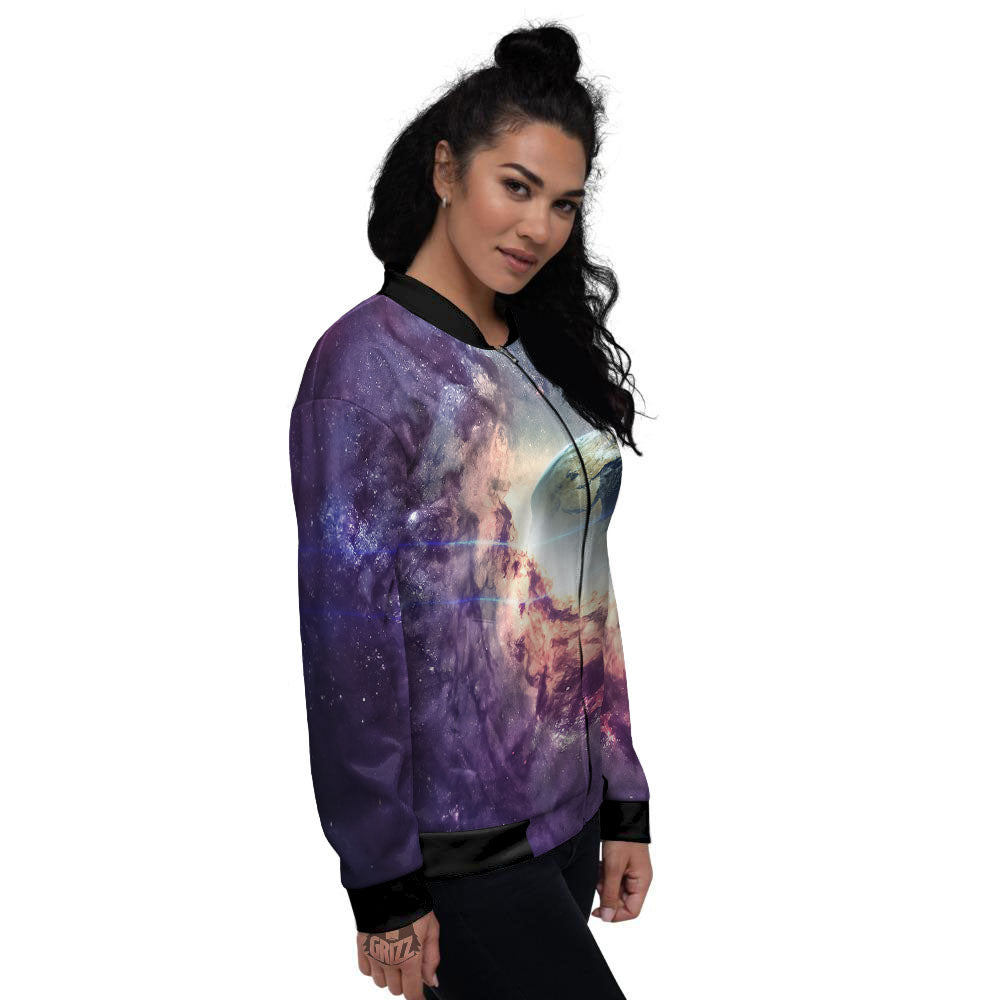 Space Endless Print Women's Bomber Jacket-grizzshop