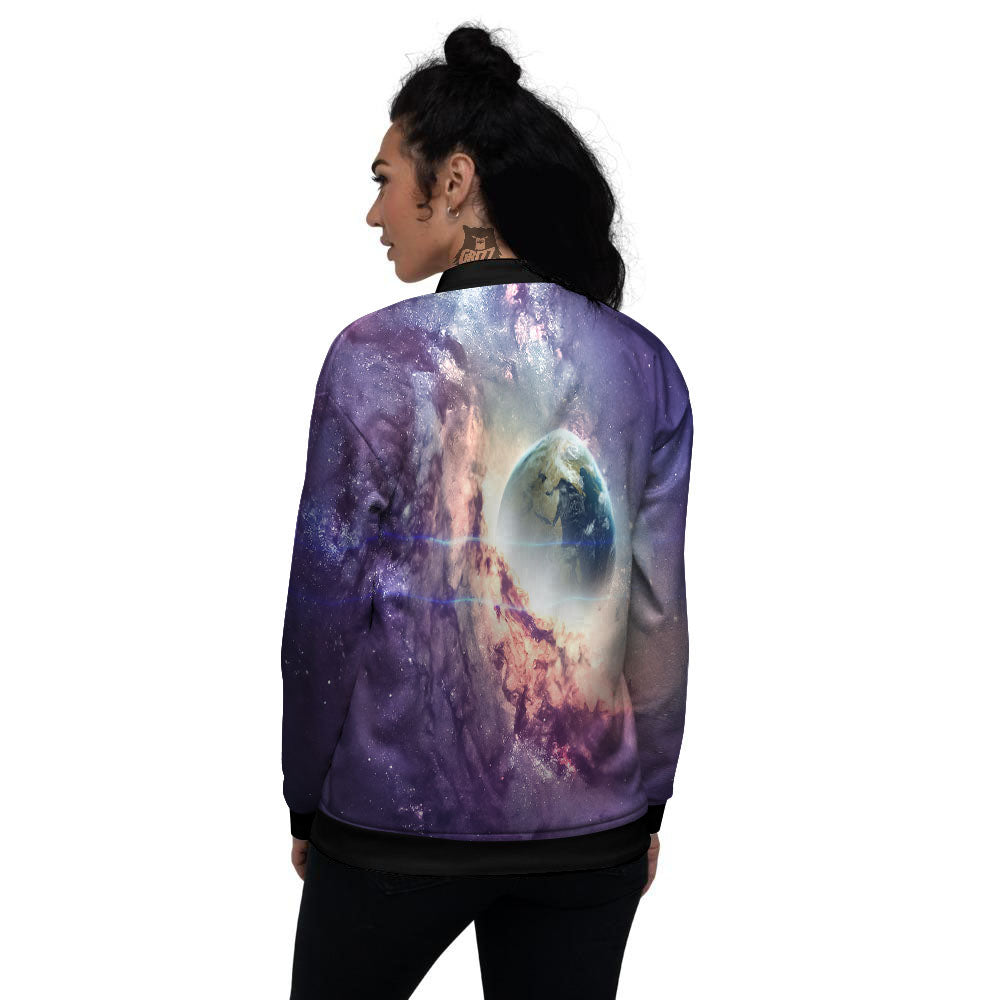 Space Endless Print Women's Bomber Jacket-grizzshop