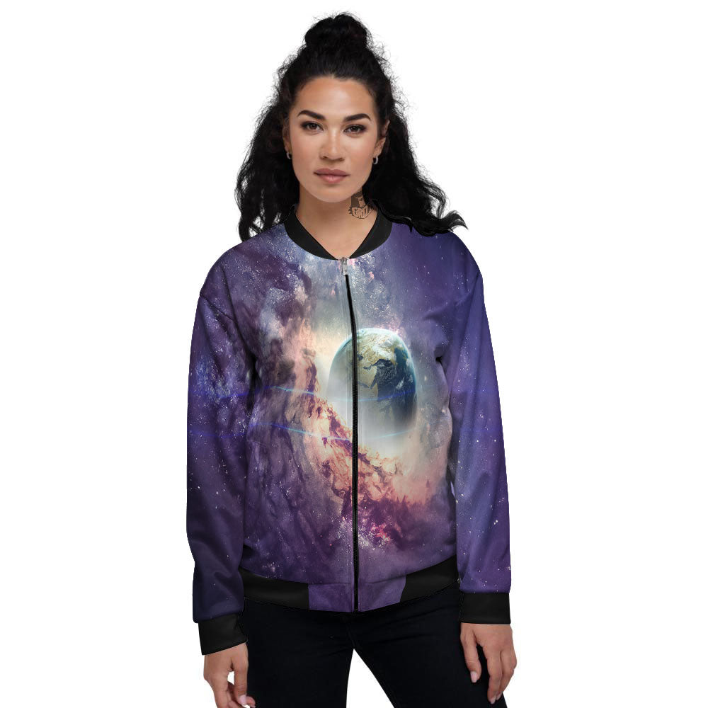 Space Endless Print Women's Bomber Jacket-grizzshop