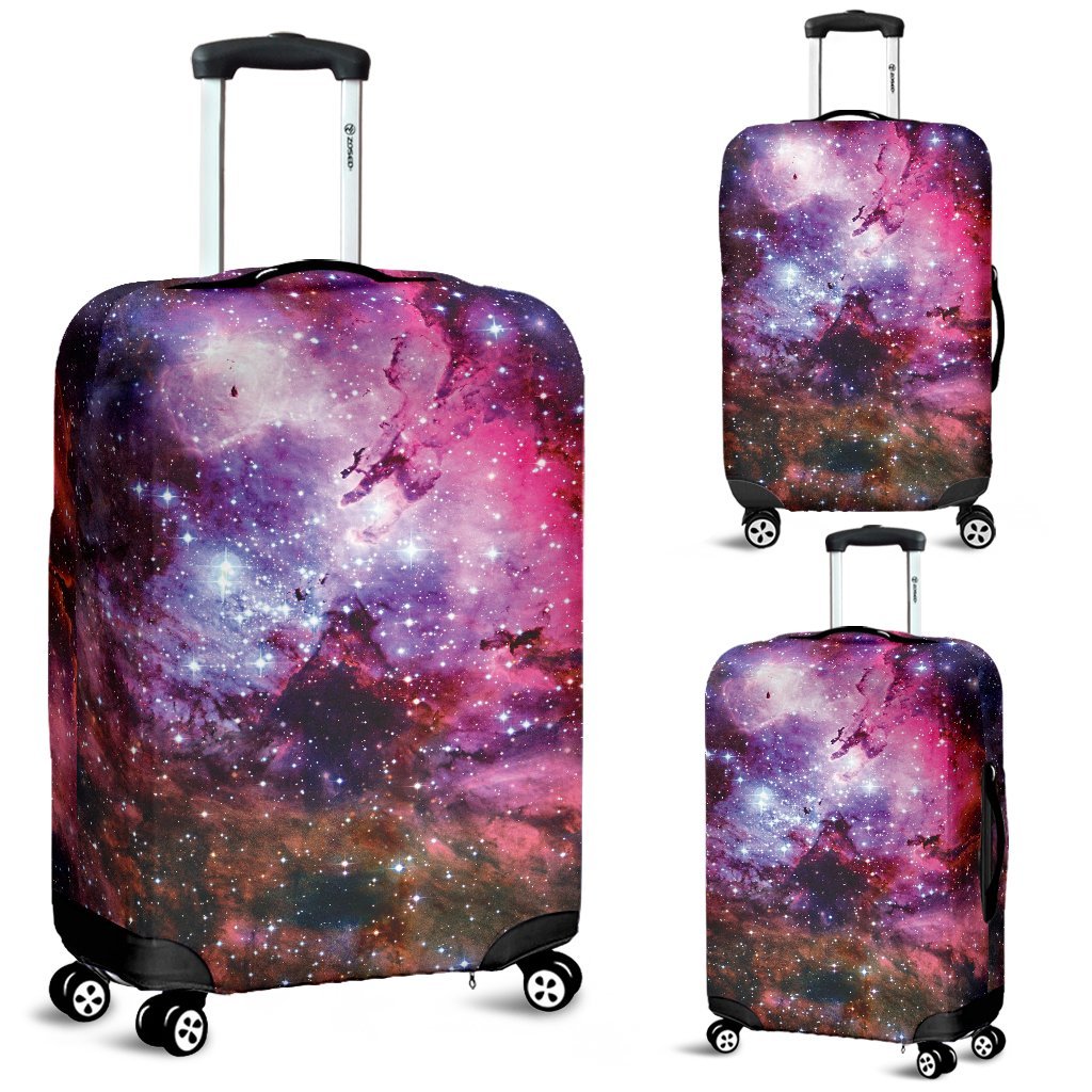 Space Galaxy Purple Stardust Print Luggage Cover Protector-grizzshop