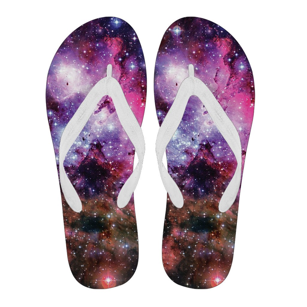 Space Galaxy Purple Stardust Print Men & Women Flip Flops-grizzshop