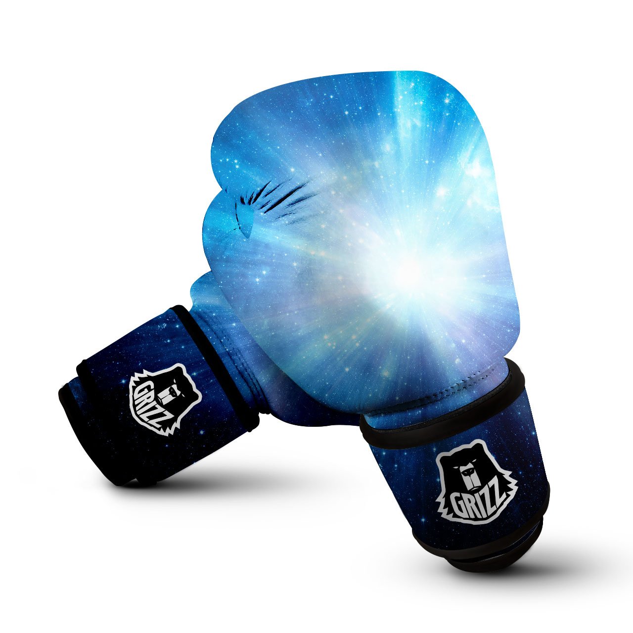 Space Light Blue Print Boxing Gloves-grizzshop