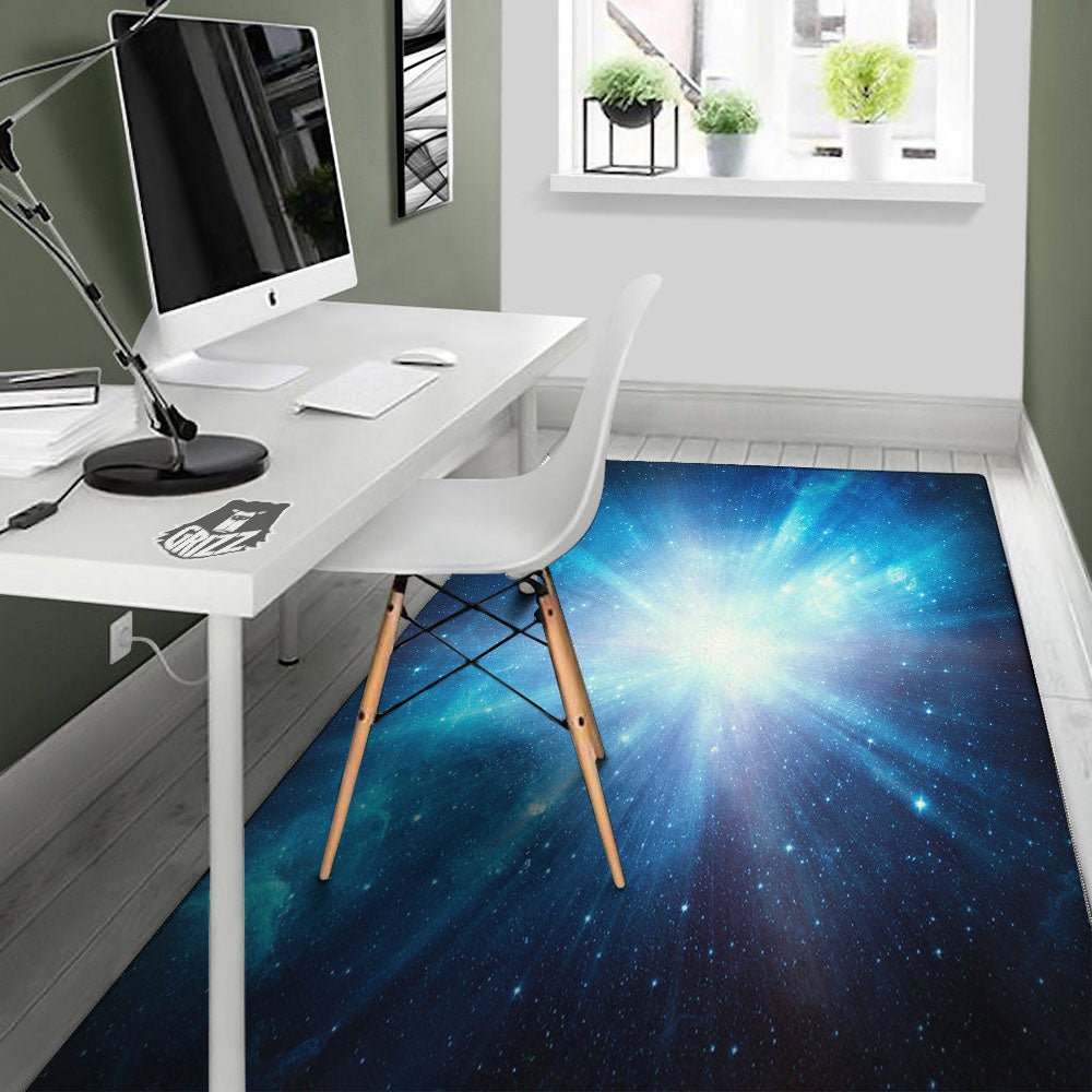 Space Light Blue Print Floor Mat-grizzshop