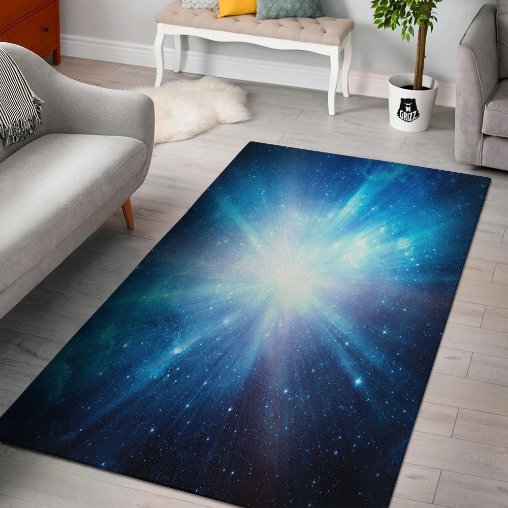 Space Light Blue Print Floor Mat-grizzshop