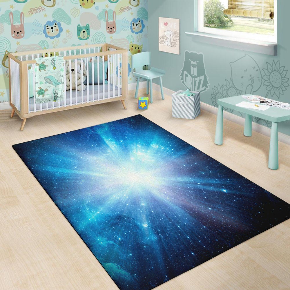 Space Light Blue Print Floor Mat-grizzshop