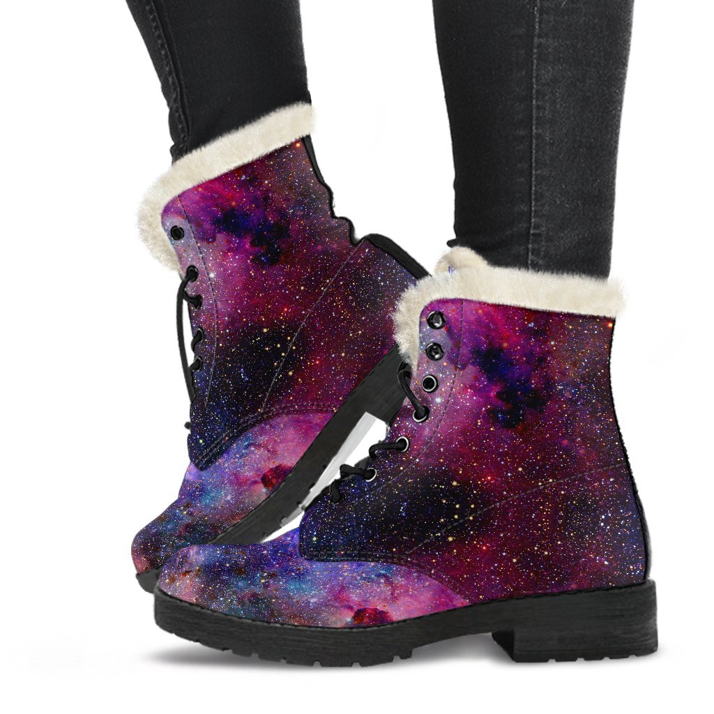 Space Milky Way Galaxy Print Comfy Winter Boots-grizzshop
