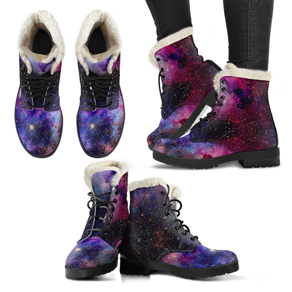 Space Milky Way Galaxy Print Comfy Winter Boots-grizzshop