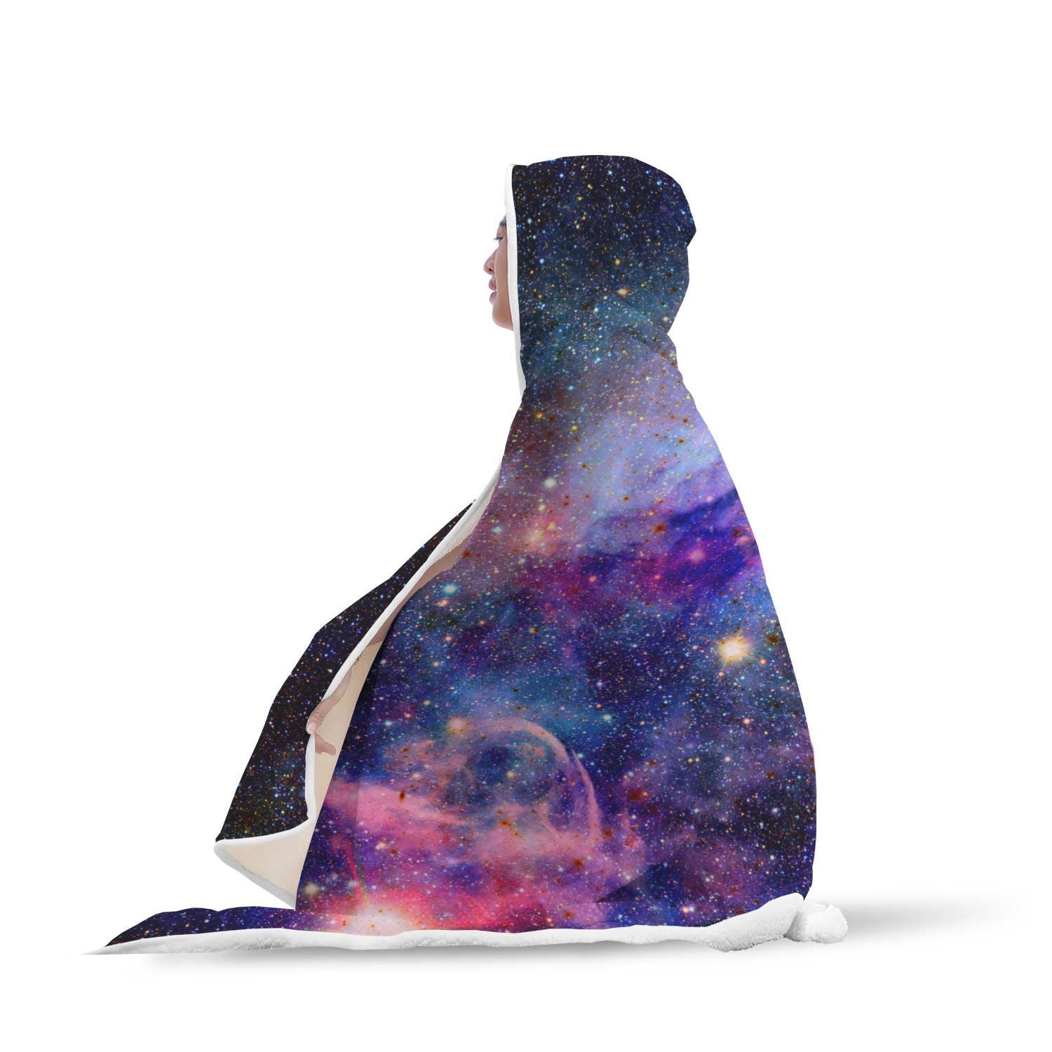 Space Milky Way Galaxy Print Hooded Blanket-grizzshop