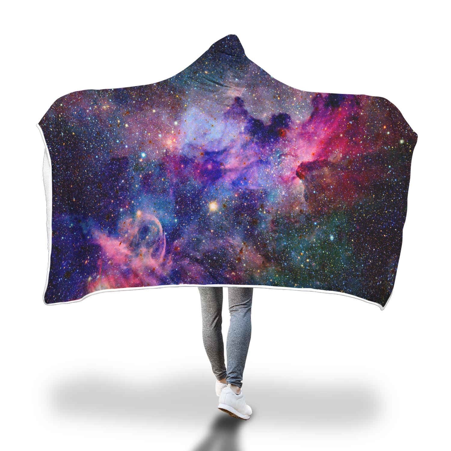 Space Milky Way Galaxy Print Hooded Blanket-grizzshop