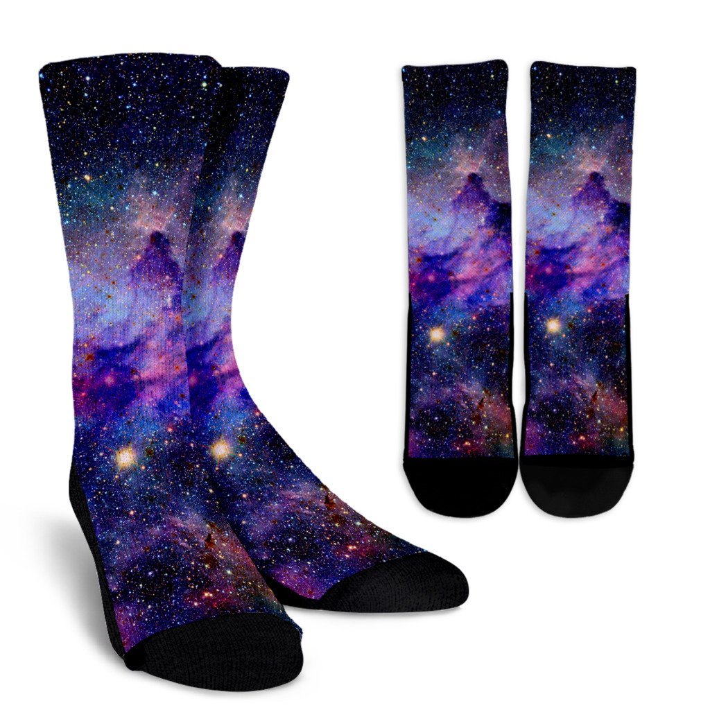 Space Milky Way Galaxy Print Unisex Crew Socks-grizzshop