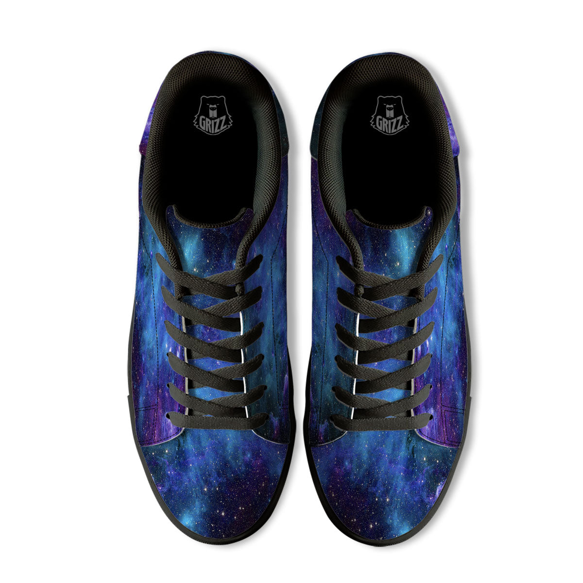 Space Nebula Print Black Low Top Sneakers-grizzshop