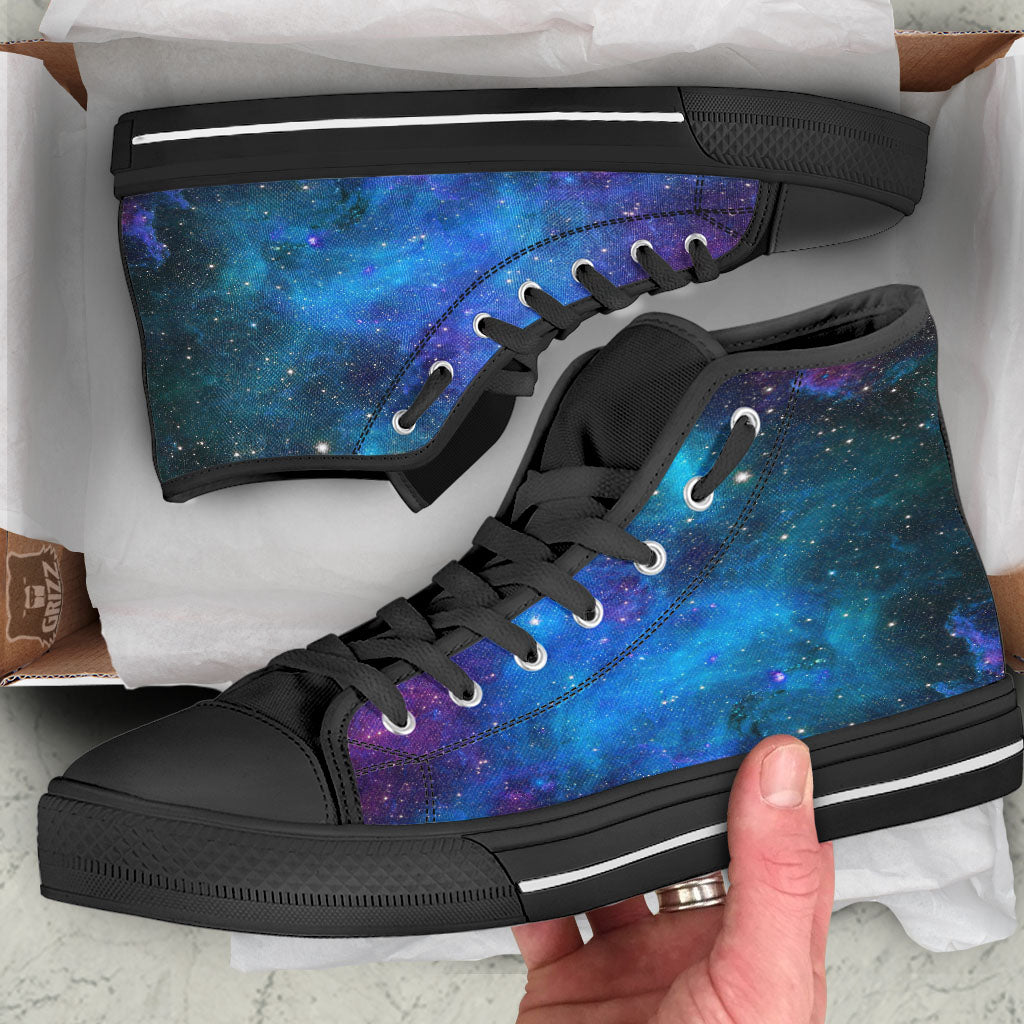 Space Nebula Print High Top Shoes-grizzshop