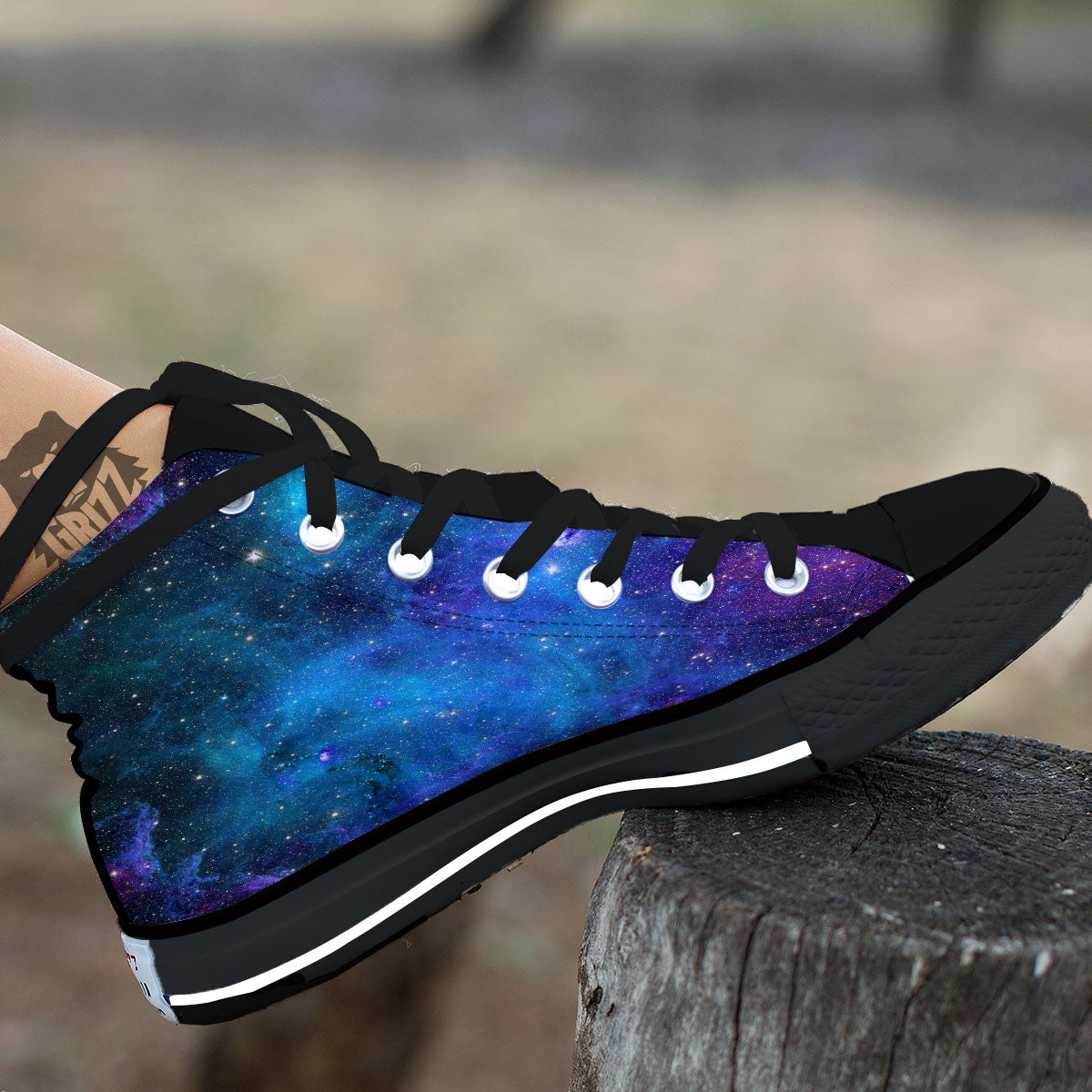 Space Nebula Print High Top Shoes-grizzshop