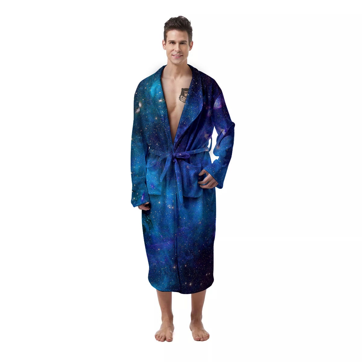 Space Nebula Print Men's Robe-grizzshop