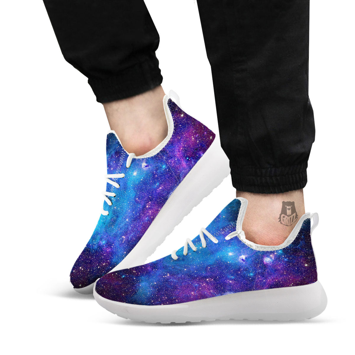 Space Nebula Print White Athletic Shoes-grizzshop