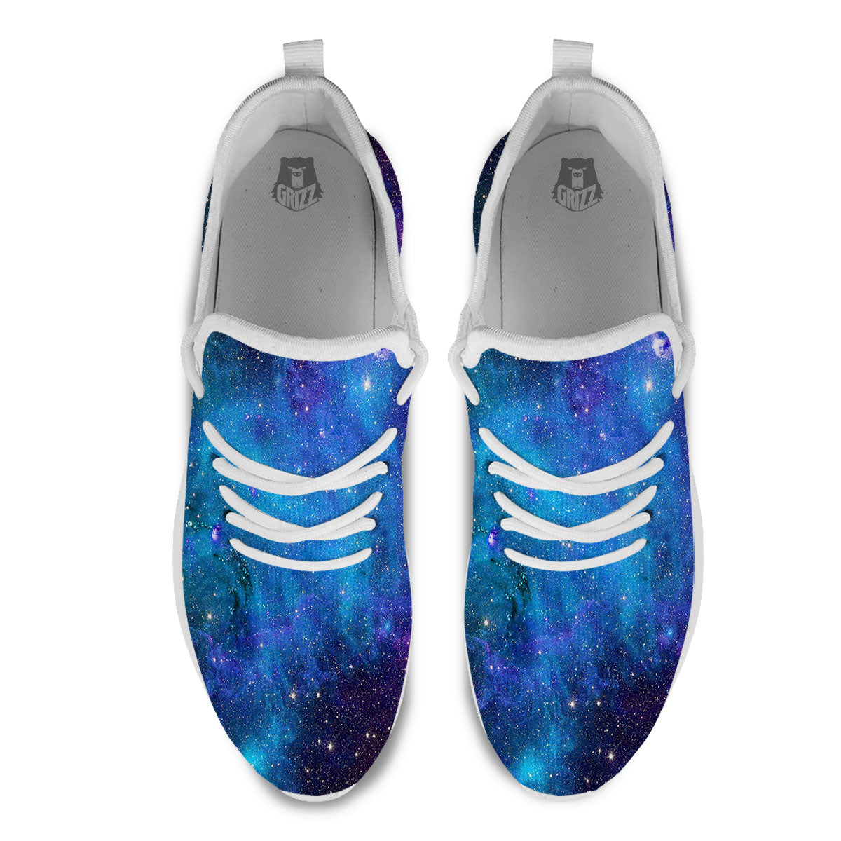 Space Nebula Print White Athletic Shoes-grizzshop