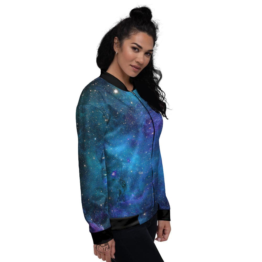 Space Nebula Print Women's Bomber Jacket-grizzshop