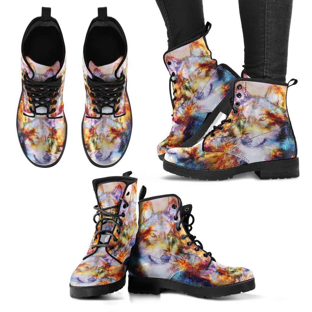 Space Wolf Women's Leather Boots-grizzshop