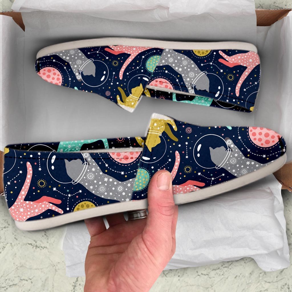 Space Cat Print Canvas Shoes-grizzshop