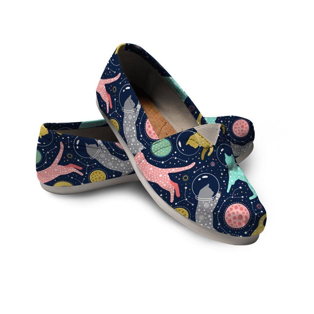 Space Cat Print Canvas Shoes-grizzshop
