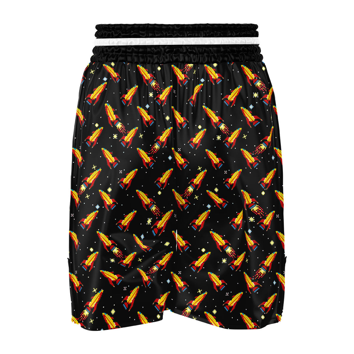 Spaceships Pixel Print Pattern Boxing Shorts-grizzshop
