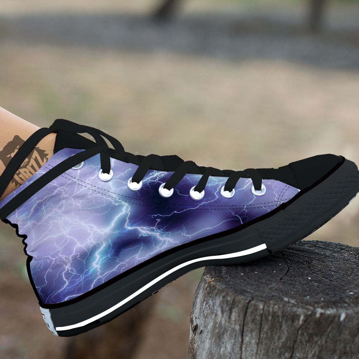 Spark Lightning Print High Top Shoes-grizzshop
