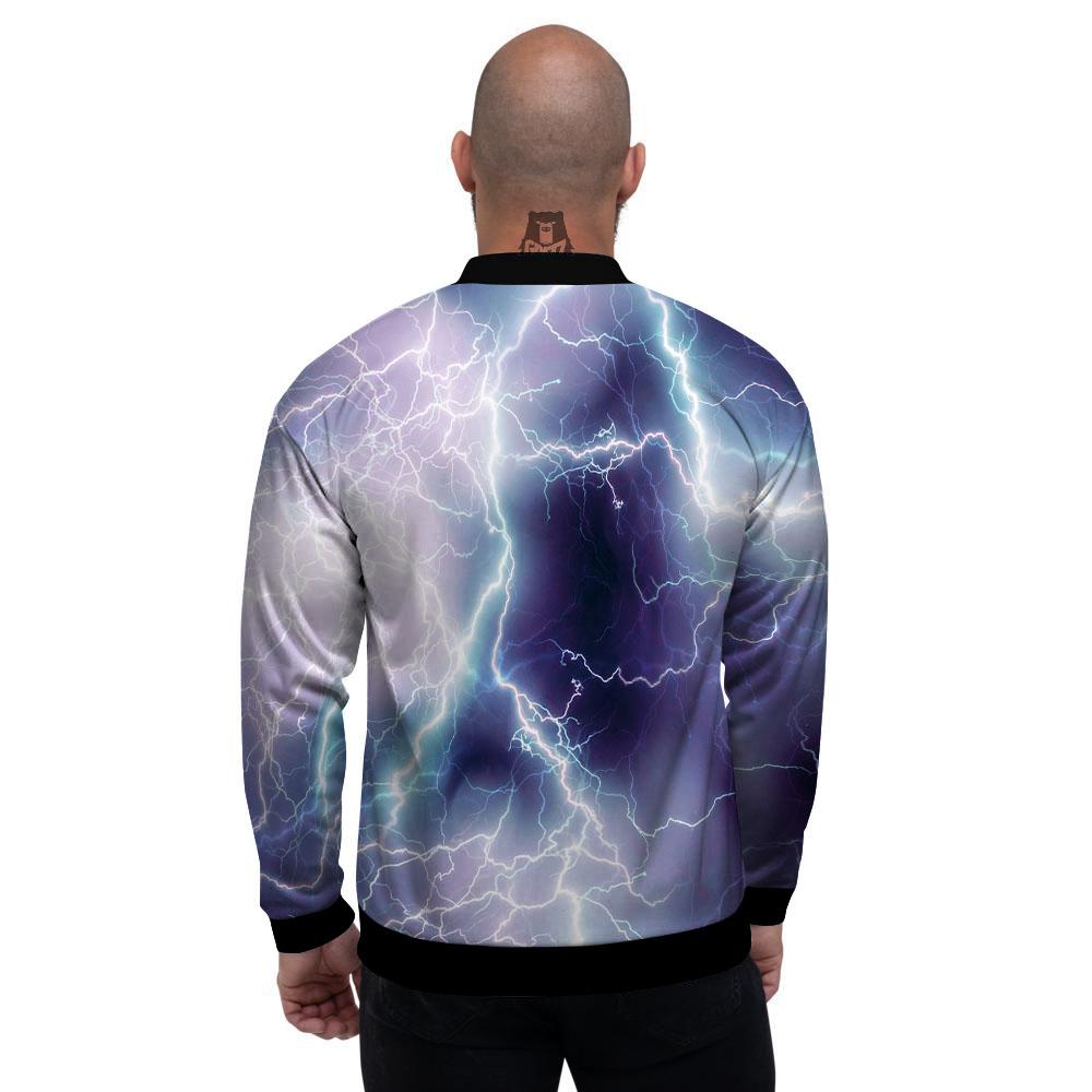 Spark Lightning Print Men's Bomber Jacket-grizzshop