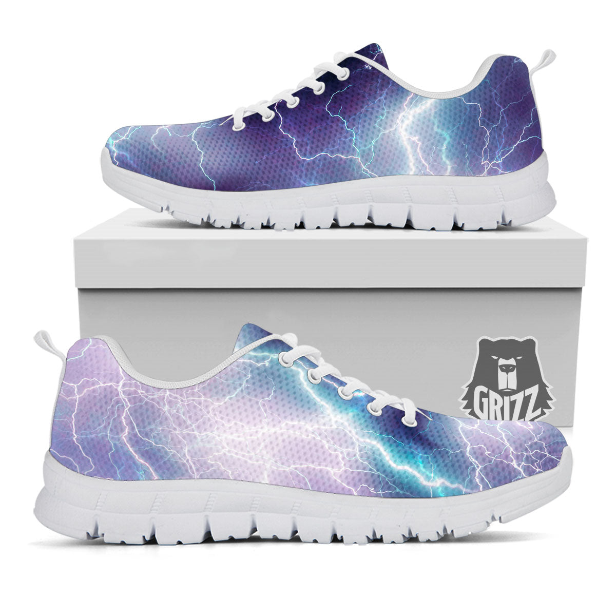 Spark Lightning Print White Sneaker-grizzshop