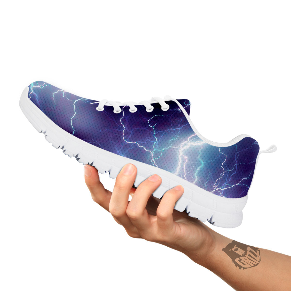 Spark Lightning Print White Sneaker-grizzshop